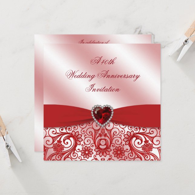 40th Ruby Wedding Anniversary Invitation (Front/Back In Situ)