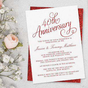 40th Ruby Wedding Anniversary Invitation