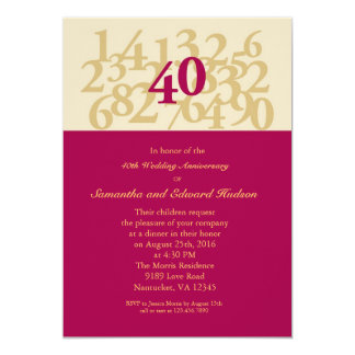 40th Ruby Wedding Anniversary Invitation