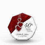 40th Ruby Wedding Anniversary Keepsake Design Acrylic Award<br><div class="desc">🥇AN ORIGINAL COPYRIGHT ART DESIGN by Donna Siegrist ONLY AVAILABLE ON ZAZZLE!. 40th Ruby Wedding Anniversary Keepsake Design. This design works well with other events such as a birthday, years of service, etc... just by simply changing the text. ⭐This Product is 100% Customizable. Graphics and/or text can be added, deleted,...</div>