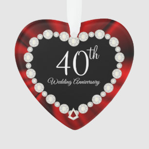 40th Ruby Wedding Anniversary Keepsake Design Ornament