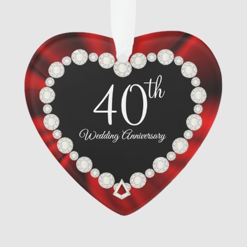 40th Ruby Wedding Anniversary Keepsake Design Ornament
