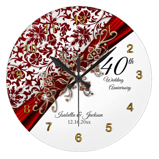 40th Ruby Wedding Anniversary Clock