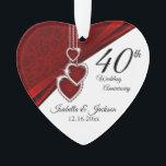 40th Ruby Wedding Anniversary Keepsake Ornament<br><div class="desc">40th, 52nd or 80th Ruby Wedding Anniversary Keepsake Design Ornament. This beautiful ornament will be a hit with that special couple or person(s). It would also work well for any other event or occasion such as an engagement, wedding, birthday, graduation, retirement, etc... by simply changing the wording. A modern design...</div>