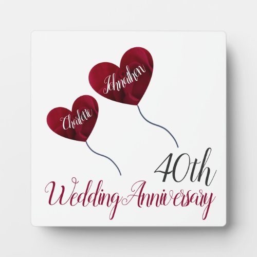 40th Ruby wedding anniversary keepsake Plaque