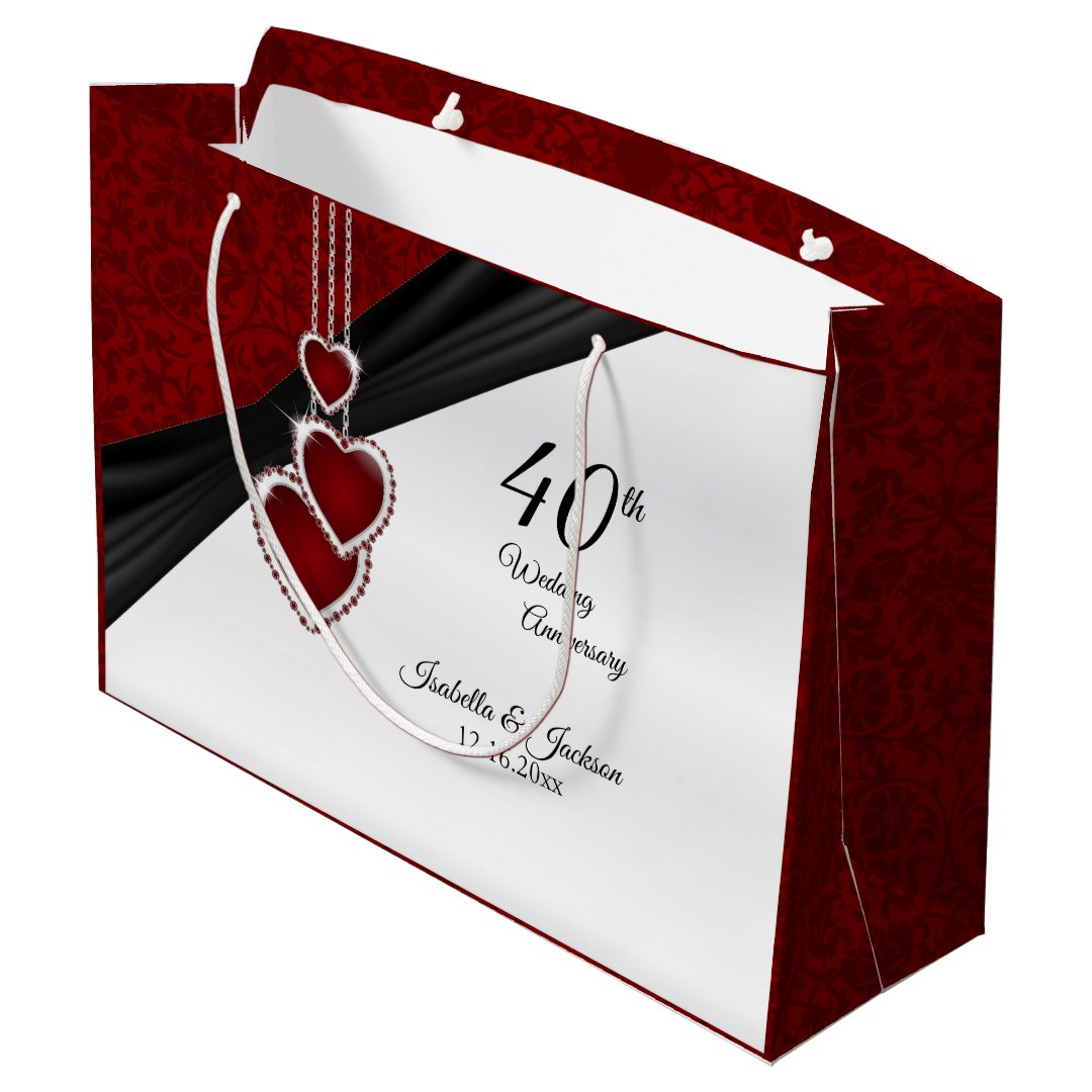 40th Ruby Wedding Anniversary Large Large Gift Bag Zazzle