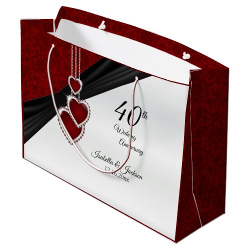 40th Ruby Wedding Anniversary _ Large Large Gift Bag