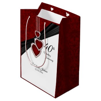 40th Ruby Wedding Anniversary Medium Gift Bag by DesignsbyDonnaSiggy at Zazzle