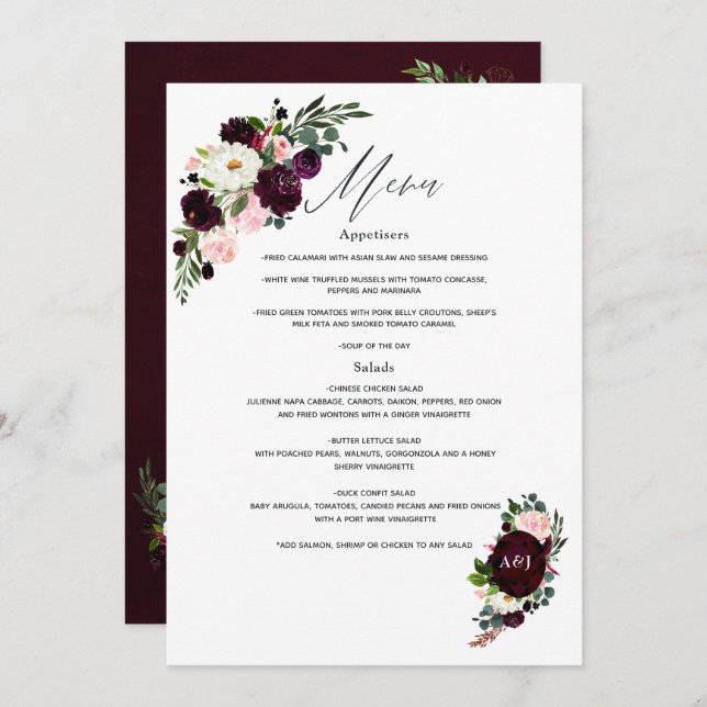 40th Ruby Wedding Anniversary Menu (Front/Back)