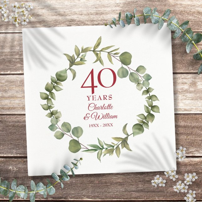 40th Ruby Wedding Anniversary Modern Greenery Napkins (40th Ruby Wedding Anniversary Modern Greenery Napkins)