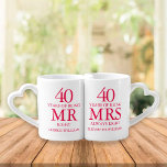 40th Ruby Wedding Anniversary Mr Mrs Right Coffee Mug Set<br><div class="desc">Customise the names and dates to create a fun and unique gift to celebrate your 40th ruby wedding anniversary. Designed by Thisisnotme©</div>
