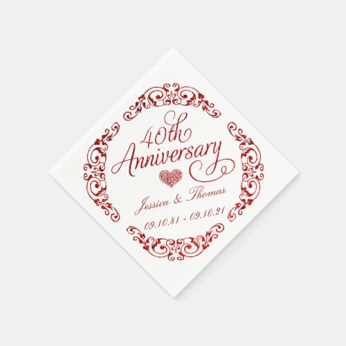 40th Ruby Wedding Anniversary Napkins