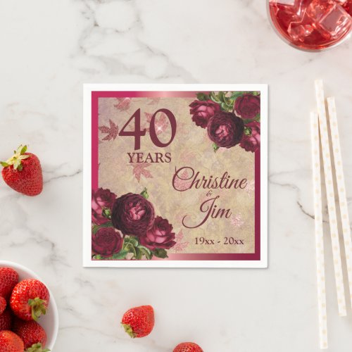 40th Ruby Wedding anniversary Napkins