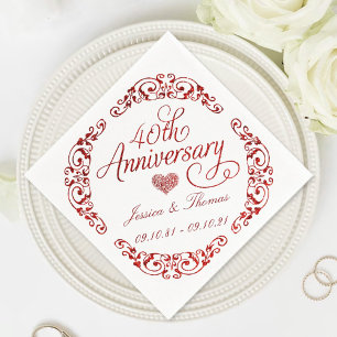 40th Ruby Wedding Anniversary Napkins