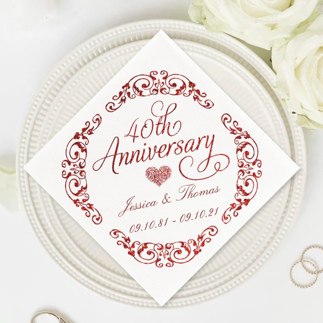 40th Ruby Wedding Anniversary Napkins (Creator Uploaded)