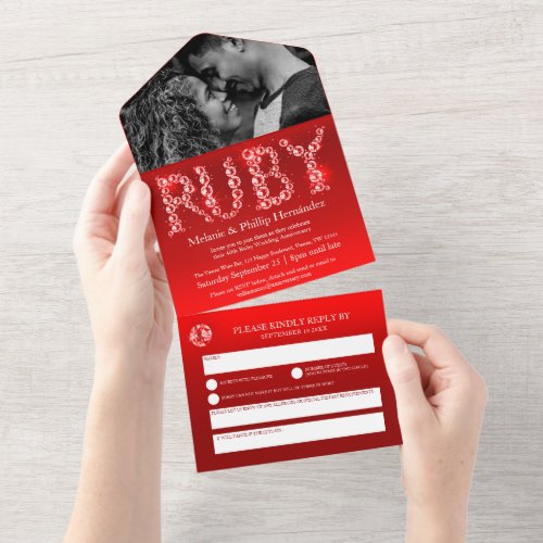 40th ruby wedding anniversary no envelope all in one invitation