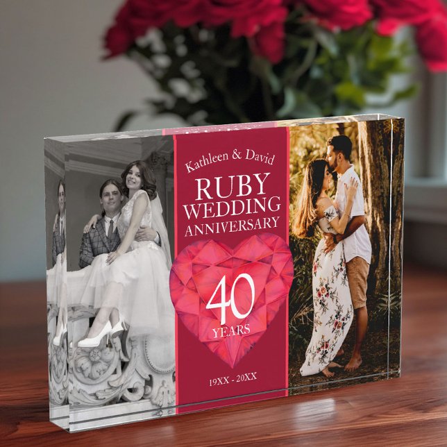 40th ruby wedding anniversary now then photo acrylic award (Creator Uploaded)