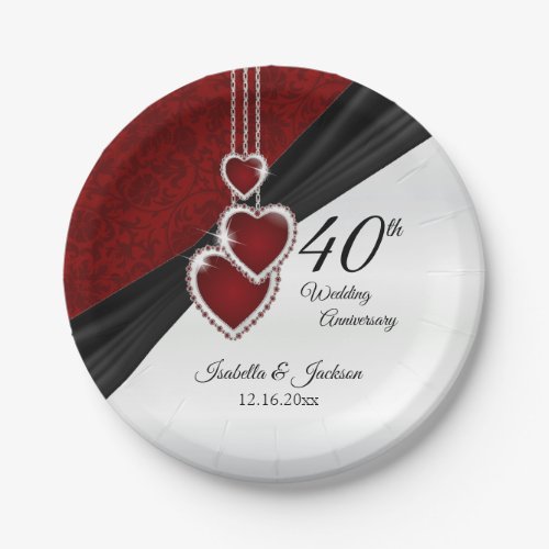 40th Ruby Wedding Anniversary Paper Plates