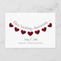 40th Ruby Wedding anniversary party/ guest details Enclosure Card