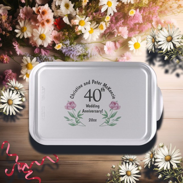 40th Ruby Wedding Anniversary Peonies Cake Pan (Creator Uploaded)
