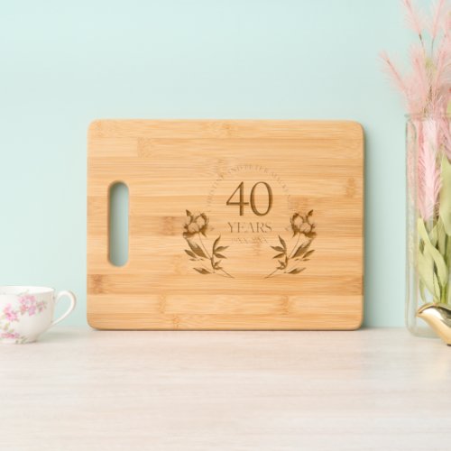 40th Ruby Wedding Anniversary Peonies Cutting Board