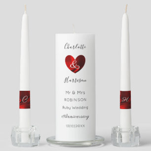 40th Ruby Wedding Anniversary Personalized Unity C Candle Set