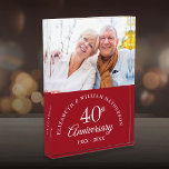 40th Ruby Wedding Anniversary Photo Block<br><div class="desc">This chic 40th ruby wedding anniversary keepsake can be personalised with the photo,  names and anniversary dates of the special couple. Designed by Thisisnotme©</div>