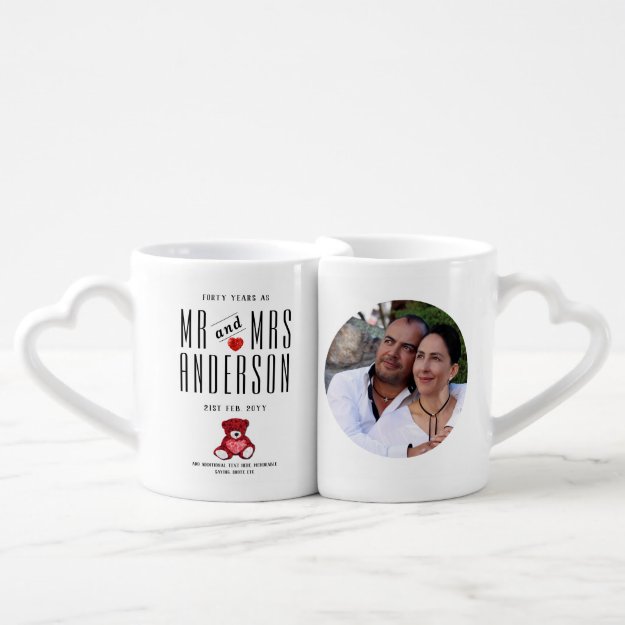 40th RUBY Wedding Anniversary PHOTO Gift Couple Coffee Mug Set