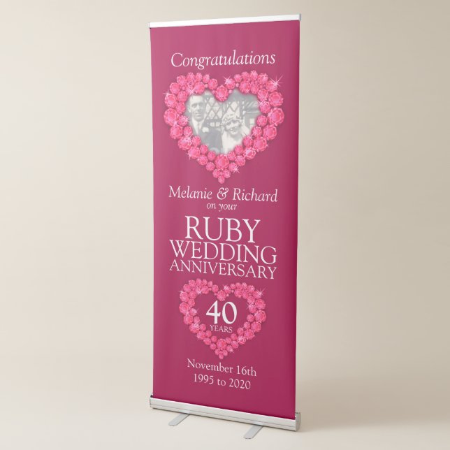 40th Ruby wedding anniversary photo heart banner (3/4)
