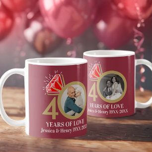 40th ruby wedding anniversary photo now and then coffee mug