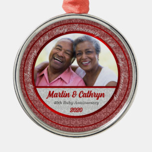 40th Ruby Wedding Anniversary   Photo Ornament