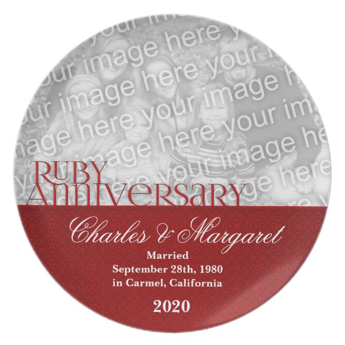 40th Ruby Wedding Anniversary Photo Plate