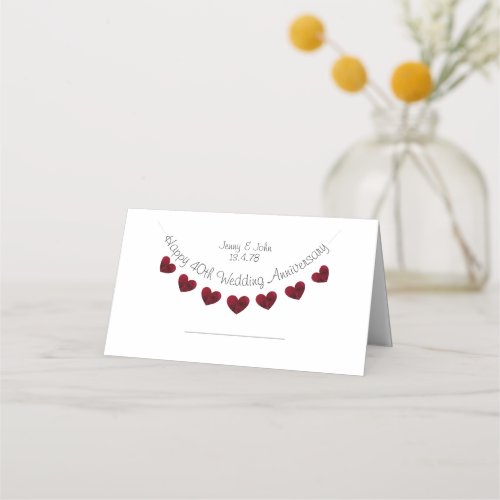 40th Ruby Wedding Anniversary place cards