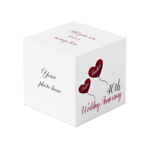 40th Ruby wedding anniversary red heart balloons Cube