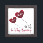 40th Ruby wedding anniversary red heart balloons Gift Box<br><div class="desc">Personalized 40th wedding anniversary gift box with red heart balloons. A lovely gift for a husband to give his wife or for family/ friends to give to a couple who are celebrating their ruby wedding anniversary. Click customize to change the names or wedding anniversary number shown. Matching cards are also...</div>