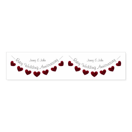 40th Ruby Wedding Anniversary red heart bunting Napkin Bands