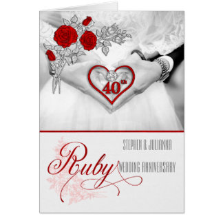 40th Ruby Wedding Anniversary Red Heart Card