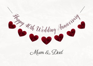 40th Ruby Wedding Anniversary Red Heart Mum Dad Card 40th Ruby Wedding Anniversary Red Heart Mum Dad Card