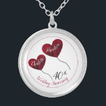40th ruby wedding anniversary red heart silver plated necklace<br><div class="desc">Personalized 40th ruby wedding anniversary necklace with red heart balloons. A beautiful and romantic gift for a husband to give his wife after forty years of marriage or for a woman to purchase for an anniversary party. Matching bracelets and earrings are also available in this design. The design show is...</div>