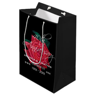 40th Wedding Anniversary Gift Bags Zazzle 40th Ruby Wedding Anniversary Red Rose Medium Gift Bag