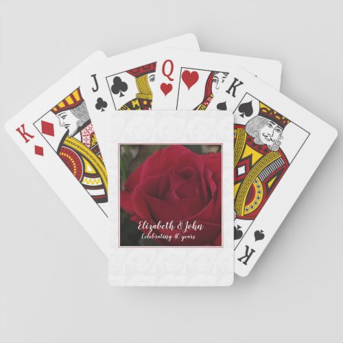 40th Ruby Wedding Anniversary red rose Poker Cards