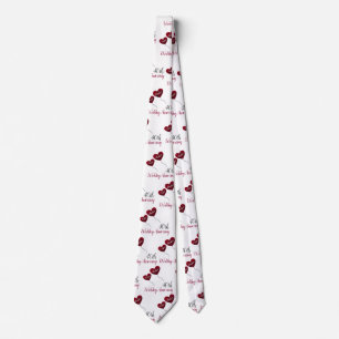 40th Ruby wedding anniversary red & white heart Neck Tie