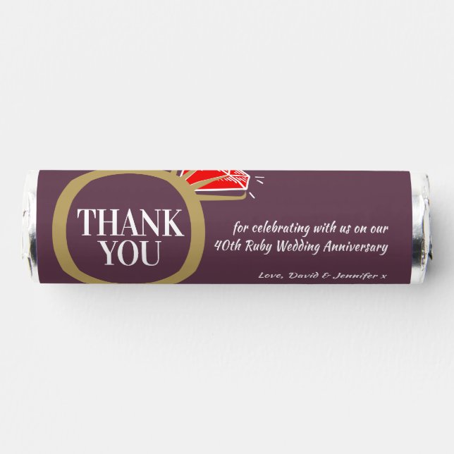 40th Ruby wedding anniversary ring thank you Breath Savers® Mints (Front)