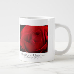 40th Ruby Wedding Anniversary Rose husband & wife Giant Coffee Mug