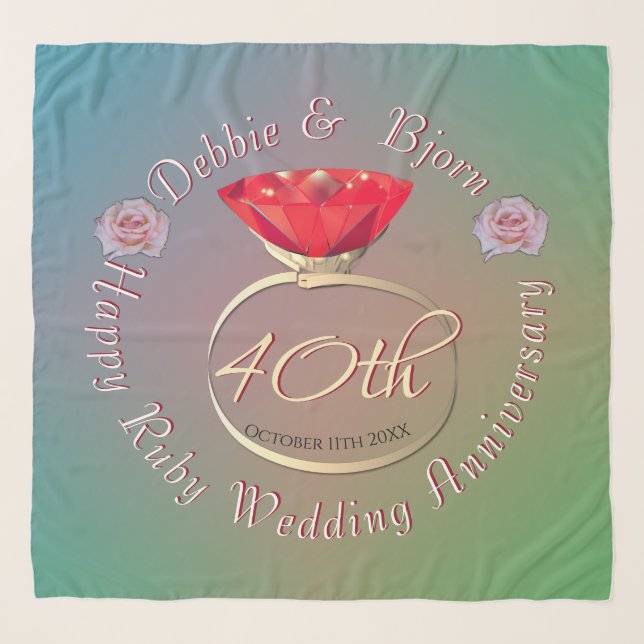 40th Ruby Wedding Anniversary  Scarf (Front)