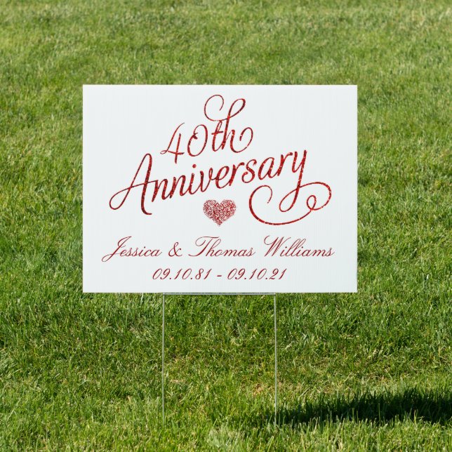40th Ruby Wedding Anniversary Sign (Insitu)