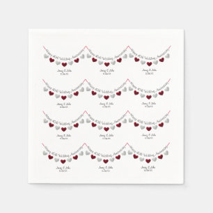 40th Ruby Wedding Anniversary silver & red napkins