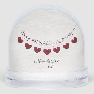 40th Ruby Wedding Anniversary Snow Globe