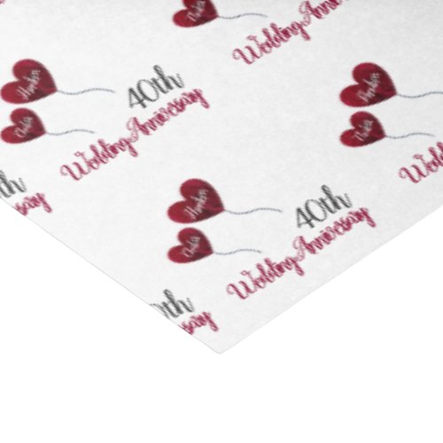 40th ruby wedding anniversary tissue paper