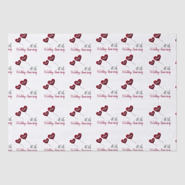 40th ruby wedding anniversary tissue paper (Front)